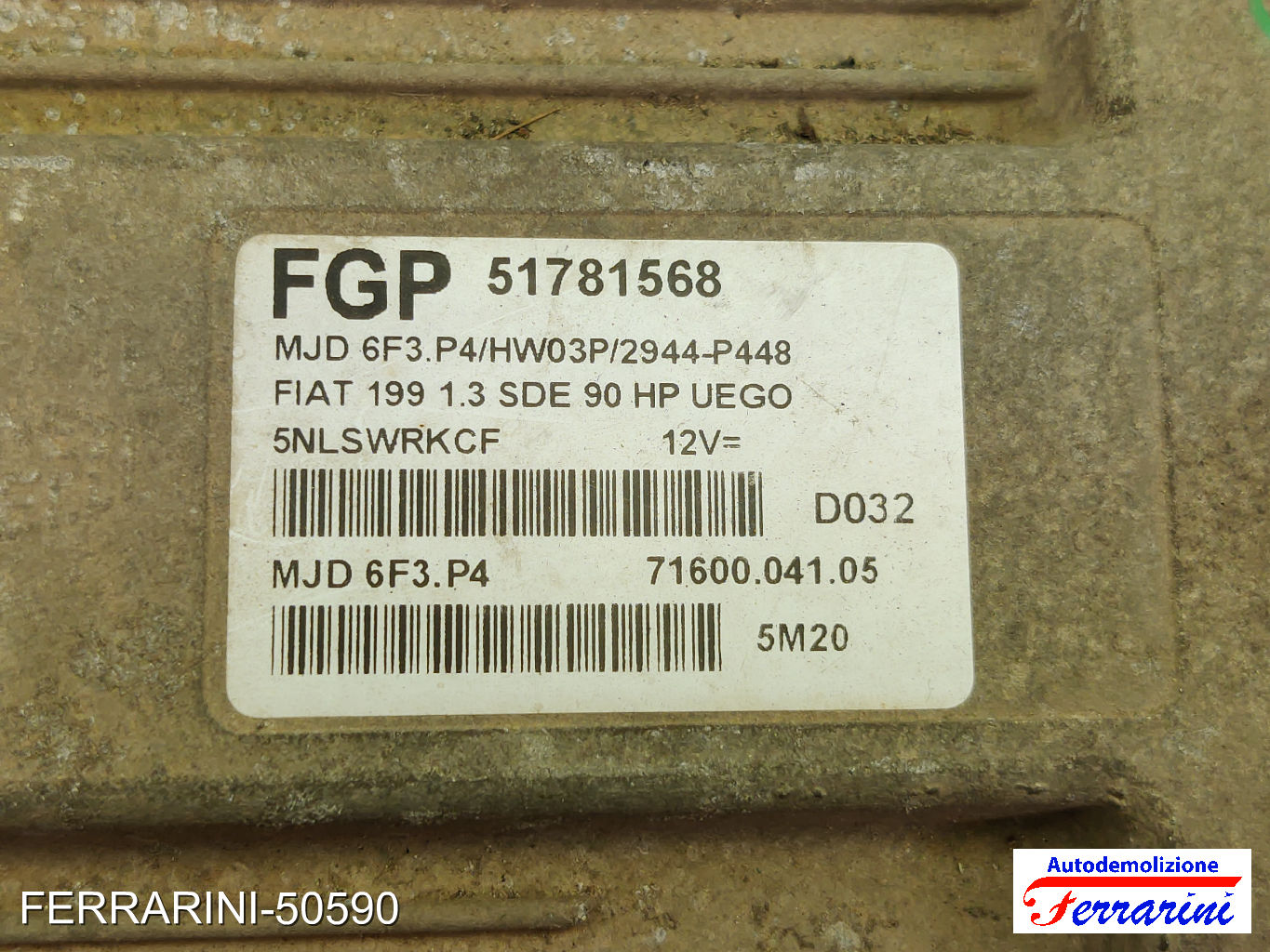 Centralina Motore FIAT GRANDE PUNTO 199 1.3 D MULTIJET 2005-2010 MJD6F3P4 7