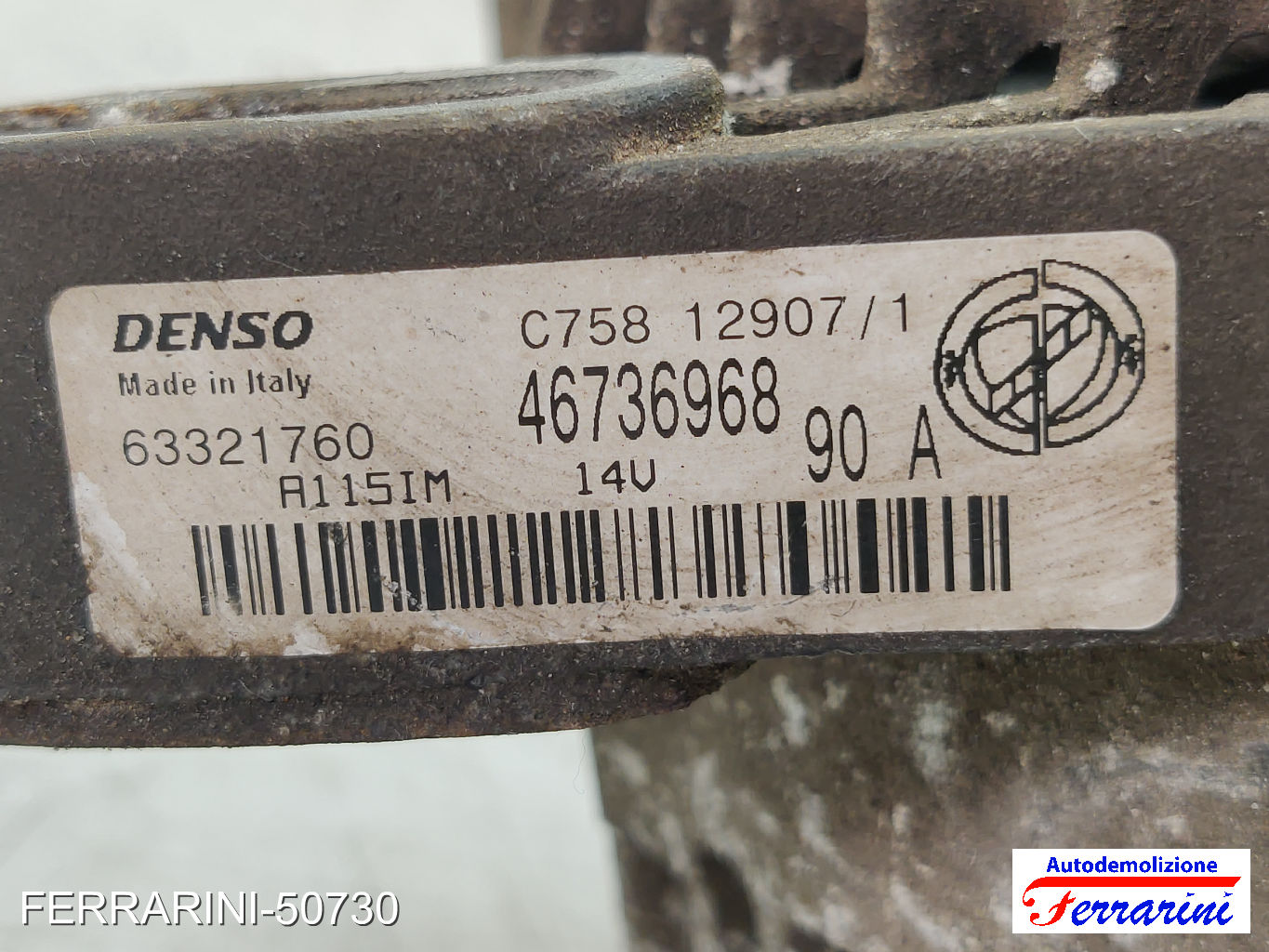 Alternatore FIAT SEICENTO 600 187 1.1 1998-2010 46736968, 63321760, C758129071