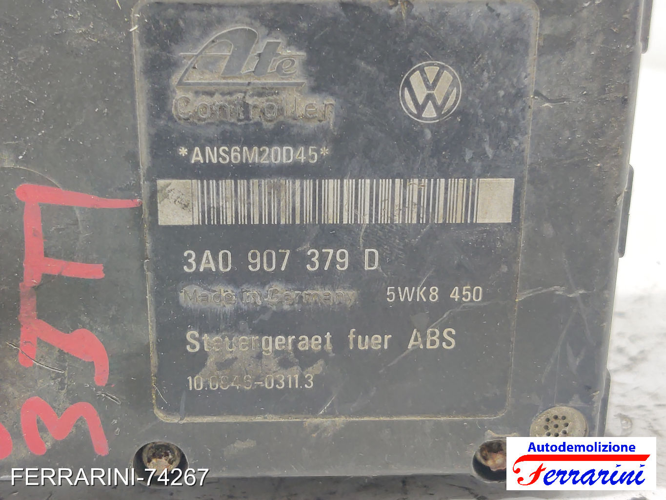 Centralina Pompa Abs VW GOLF 3 VARIANT 1H5 1.6 1994-1999 3A0907379D, 10084503113 7