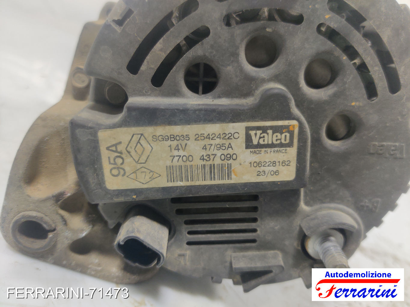 Alternatore RENAULT KANGOO KC0/1 1.2 16V 2001-2023 7700437090, SG9B035, 2542422C 6