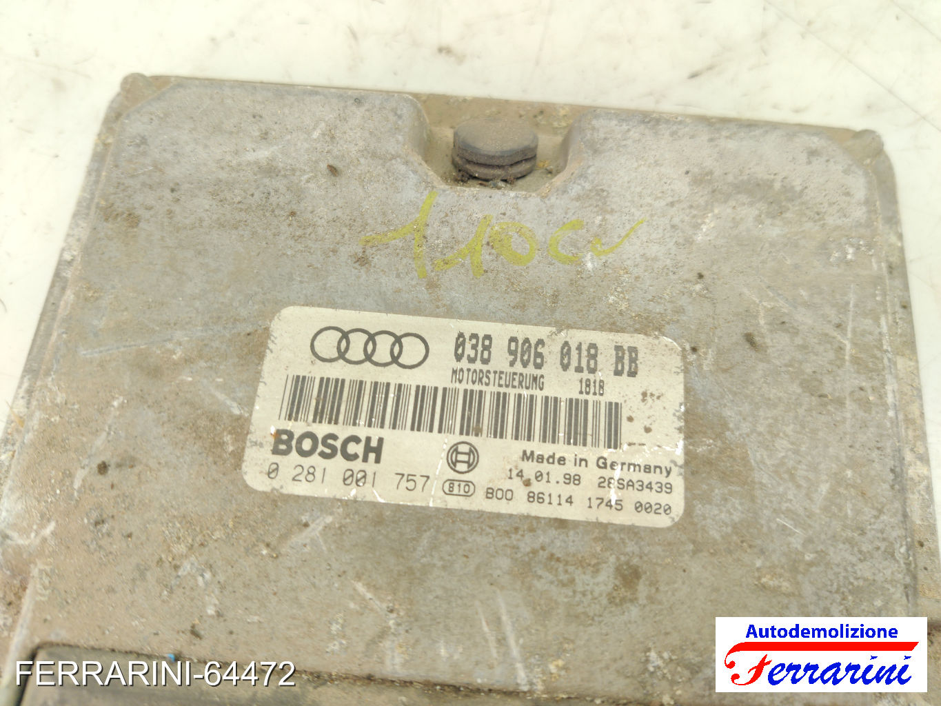 Centralina Motore VW GOLF 4 1J1 1.9 TDI 1997-2004 038906018BB, 0281001757 8
