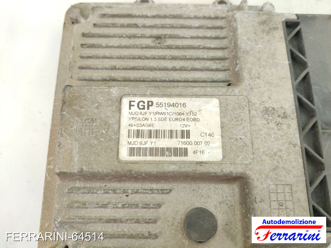 Centralina Motore LANCIA YPSILON 843 1.3 JTD 2003-2011 55194016, 7160000702