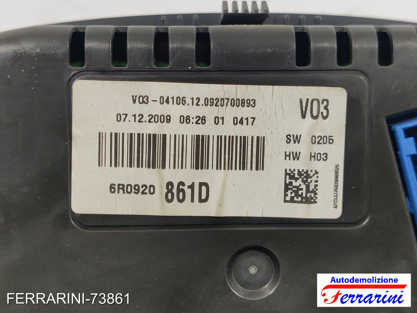 Quadro Contachilometri VW POLO 6C1, 6R1 1.6 TDI 2009-2023 6R0920861D
