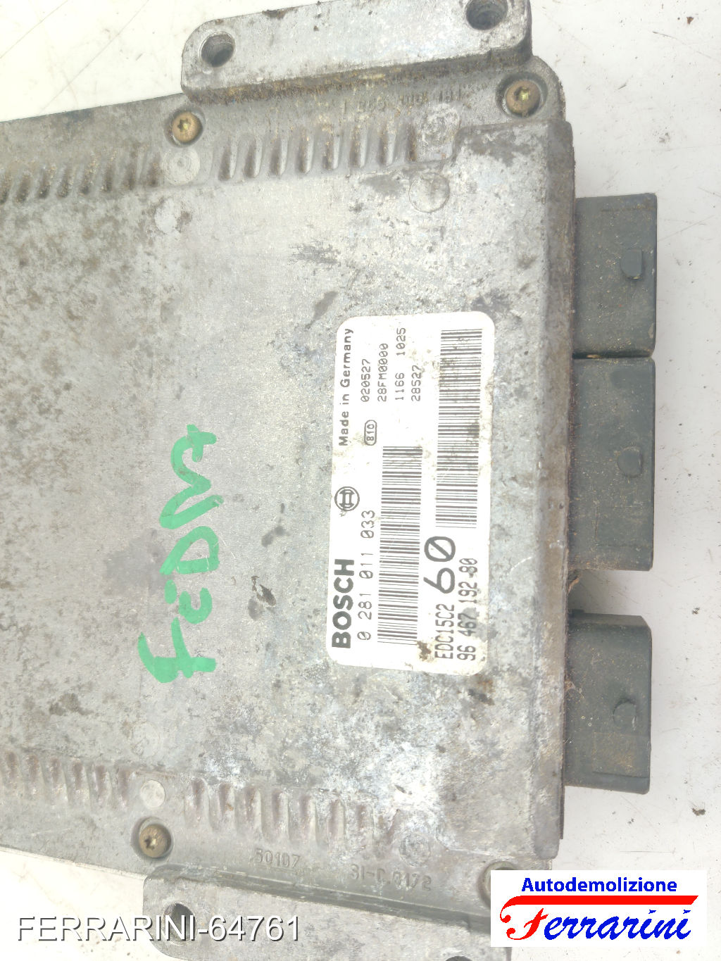 Centralina Motore FIAT ULYSSE 179 2.0 JTD 2002-2006 9646719280, 28FM0000 6