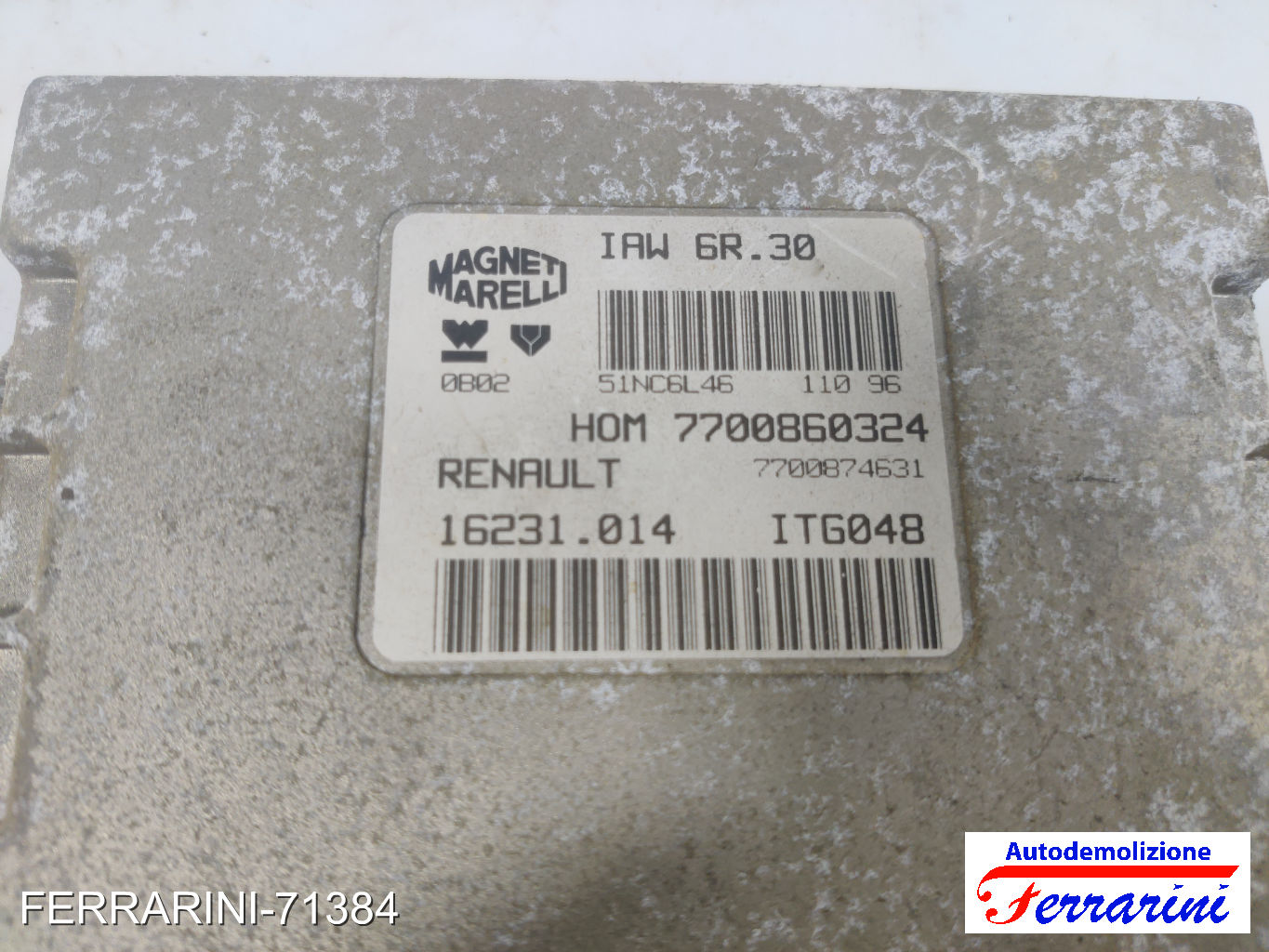 Centralina Motore RENAULT TWINGO 1 C06 1.2 1993-1996 7700860324, ITG048