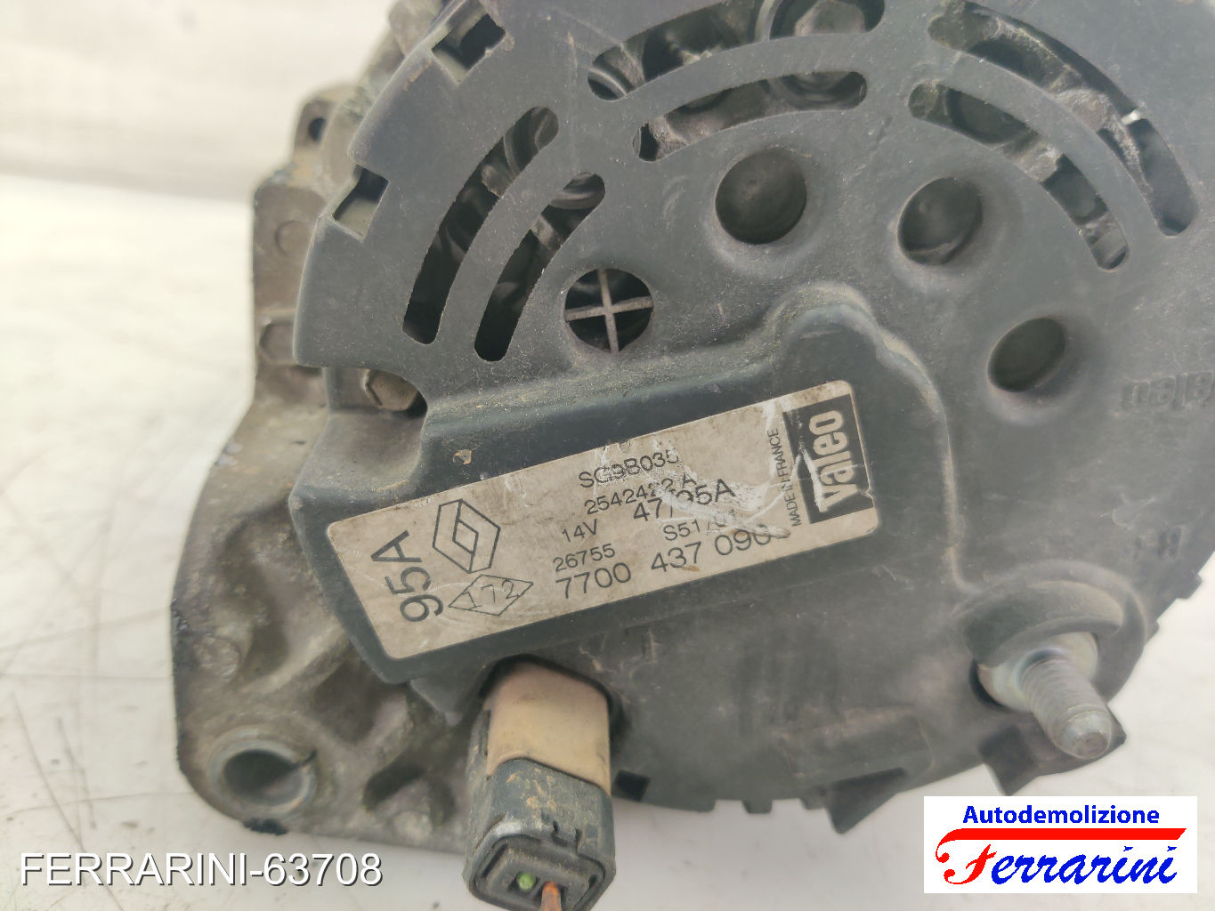 Alternatore RENAULT KANGOO KC0/1 1.2 16V 2001-2023 7700437090, 2542422A 6