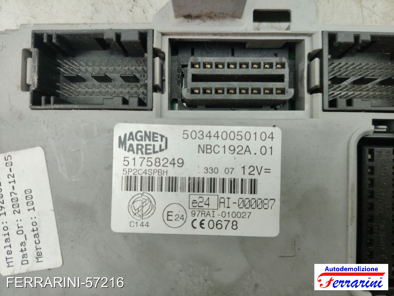 Kit Accensione FIAT STILO SW 192 1.9 D MULTIJET 2005-2008 0281012862, 51771190 14