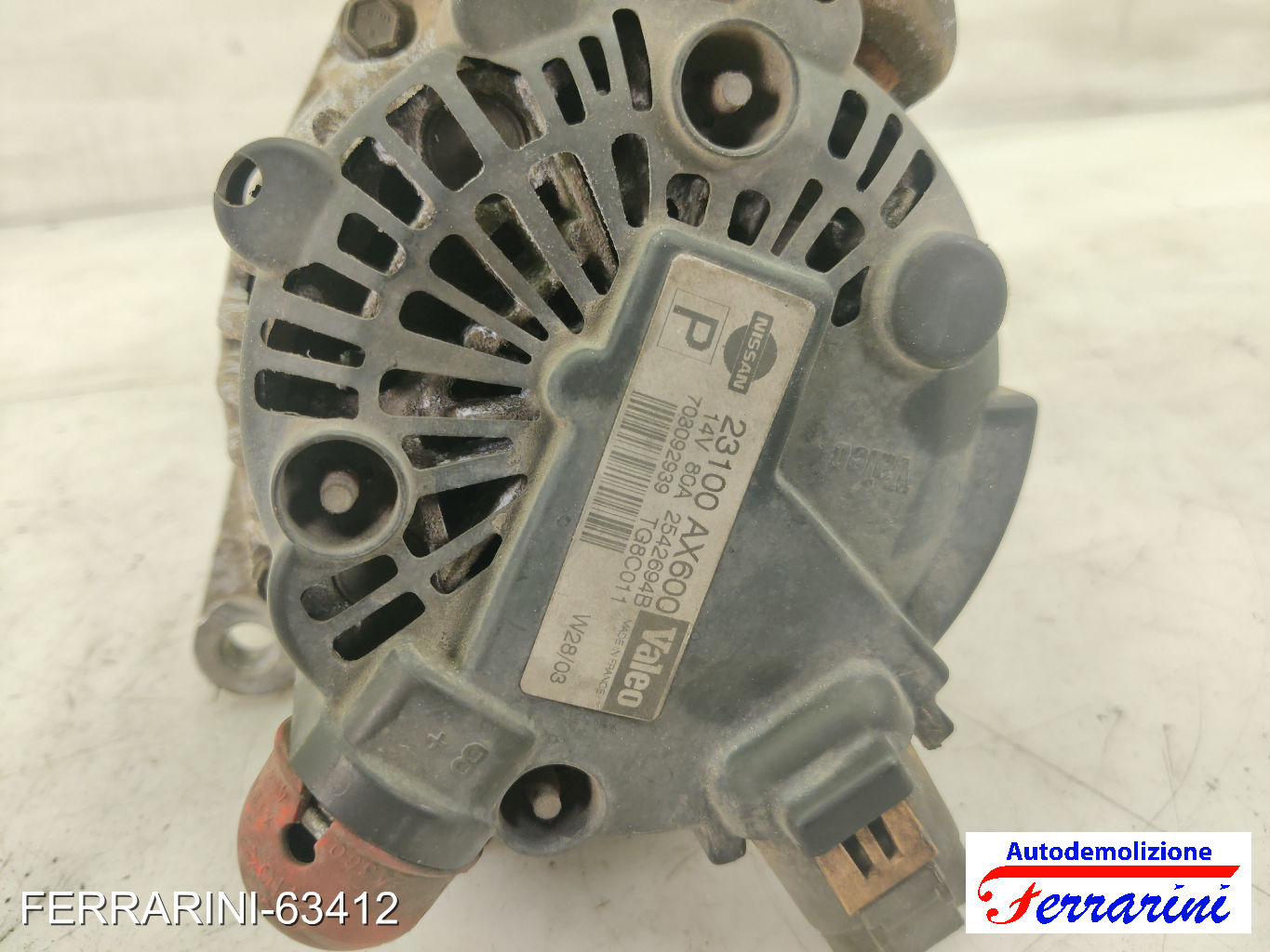 Alternatore NISSAN MICRA 3 K12 1.2 16V 2003-2010 23100AX600, 2542694B, TG8C011 8
