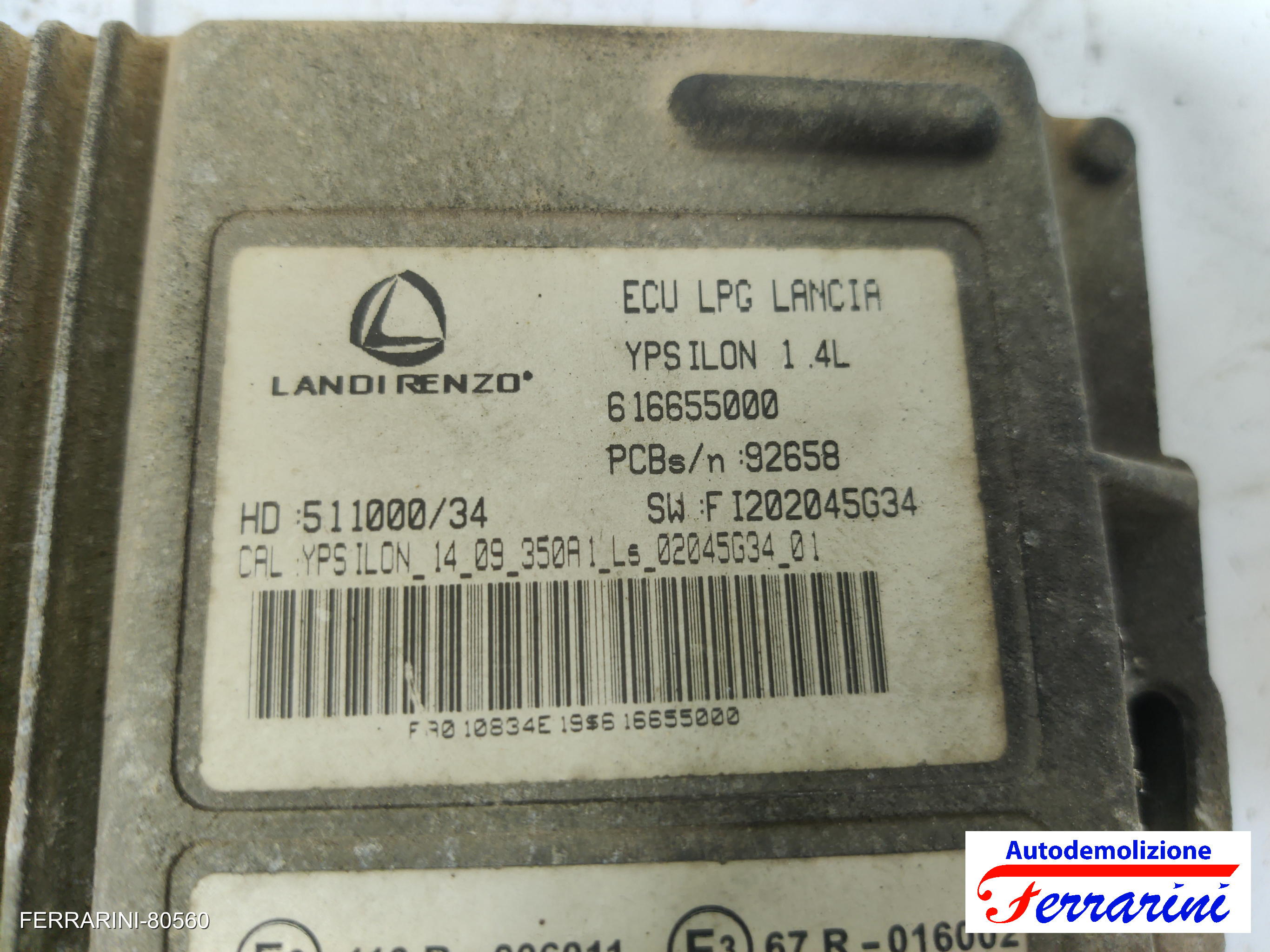Centralina Gpl LANCIA YPSILON 843 1.4 LPG 2010-2011 616511393, F1202045G34 6