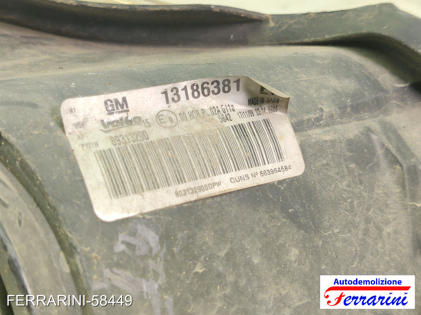 Faro Anteriore OPEL CORSA D S07 2006-2014 sinistro, sx 13186381, HCRPL02AG11A