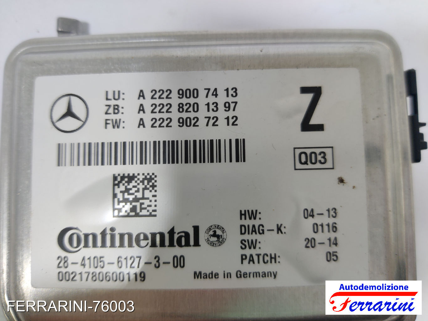 Telecamera radar Continental adas MERCEDES CLASSE C S205 2015-2018 A2229007413