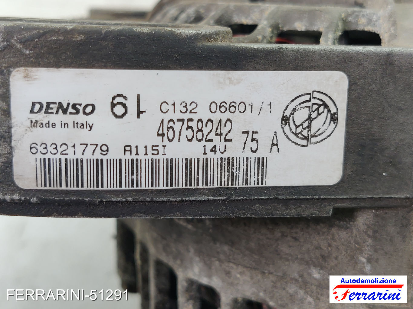 Alternatore FIAT PALIO WEEKEND 171, 173, 178, 373, 374 1.2 1996-2004 46758242