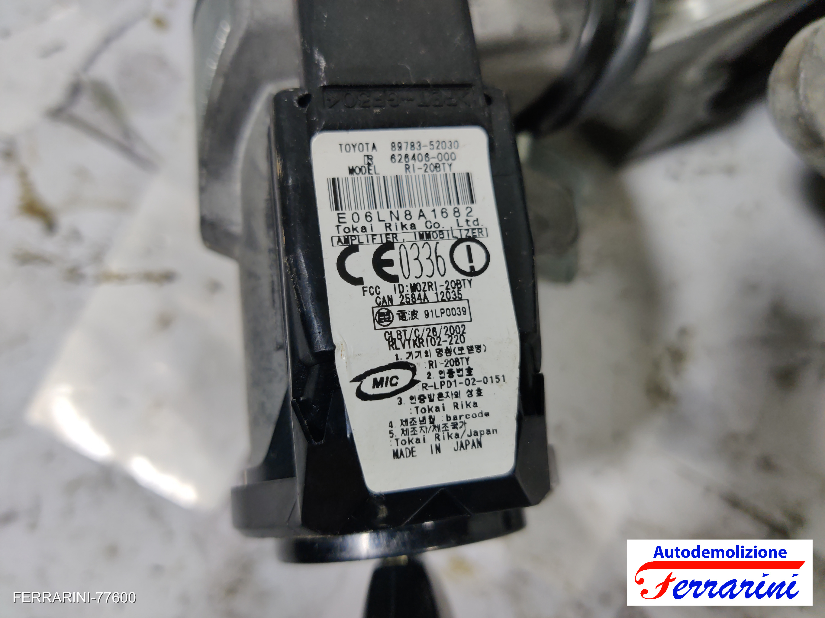Kit Accensione TOYOTA IQ J1 1.0 2009-2015 8966174040 20