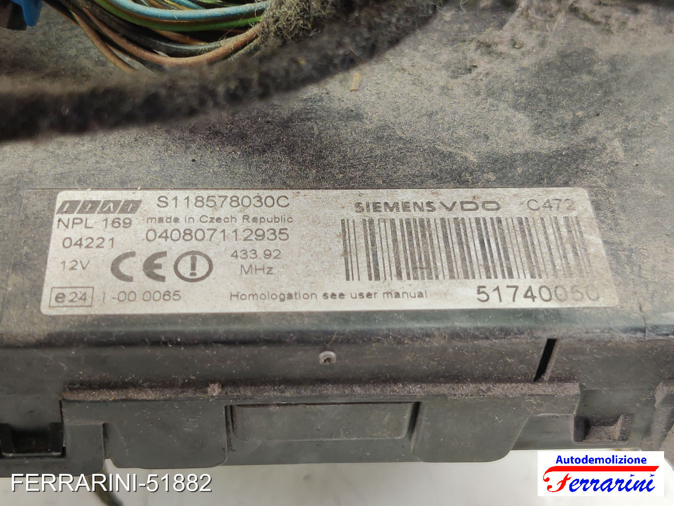 Body Computer FIAT PANDA 169 1.2 2003-2012 51740050, S118578030C, 040807112935