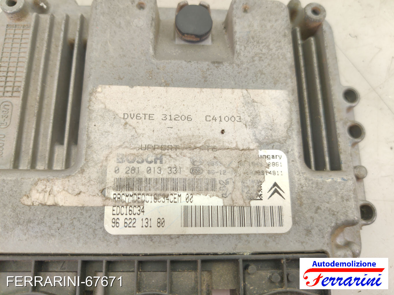 Centralina Motore PEUGEOT 307 3A/C 1.6 HDI 110 2004-2009 9662213180, 0281013331