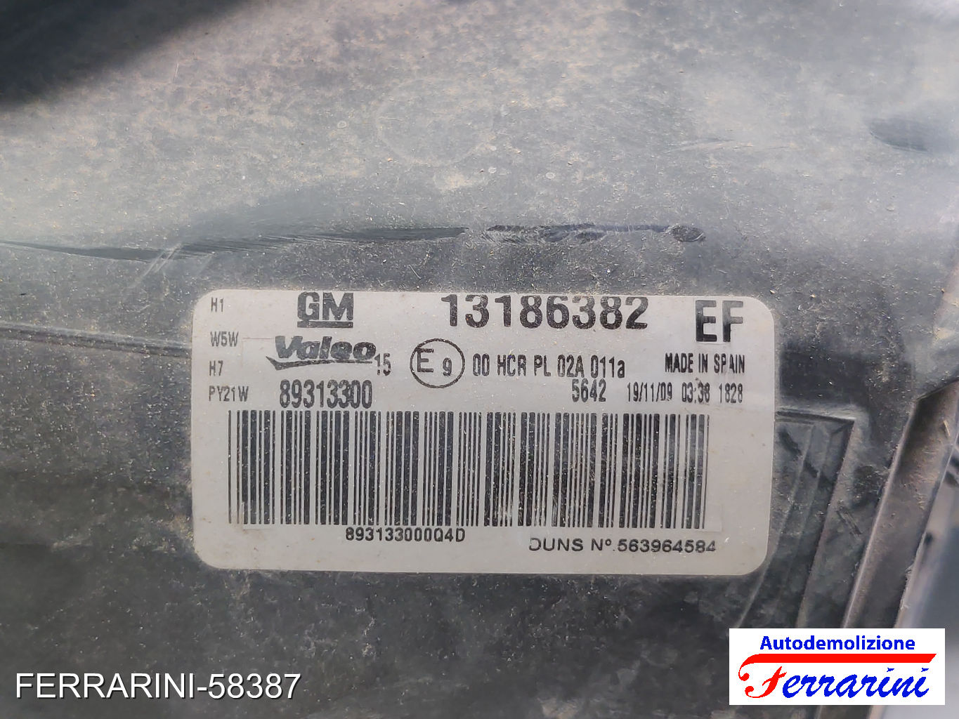 Faro Anteriore OPEL CORSA D S07 2006-2014 destro, dx 13186382, 89313300