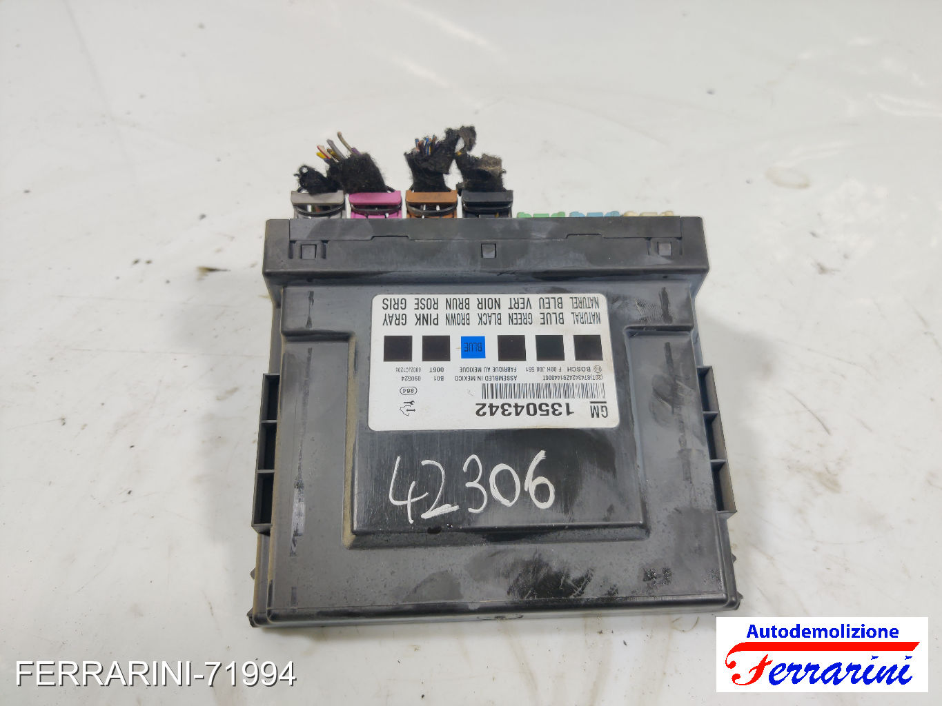 Body Computer OPEL INSIGNIA A G09 2.0 CDTI 2008-2017 13504342, CHFOOHJ00551