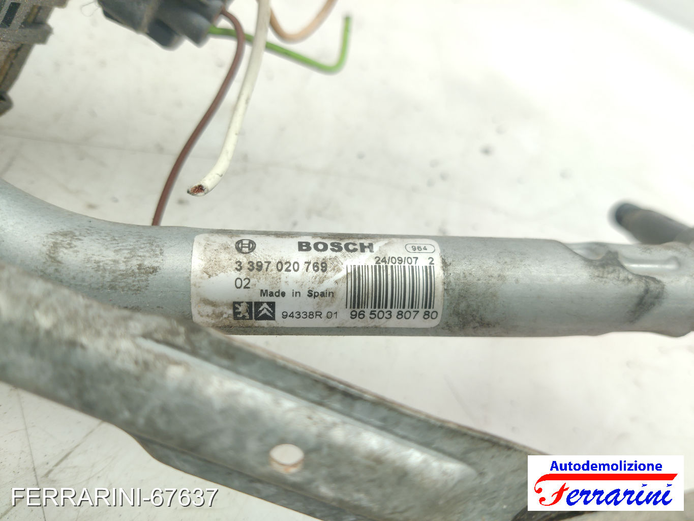 Spazzacqua Motorino Tergicristallo PEUGEOT 207 SW WK 2007-2012 anteriore