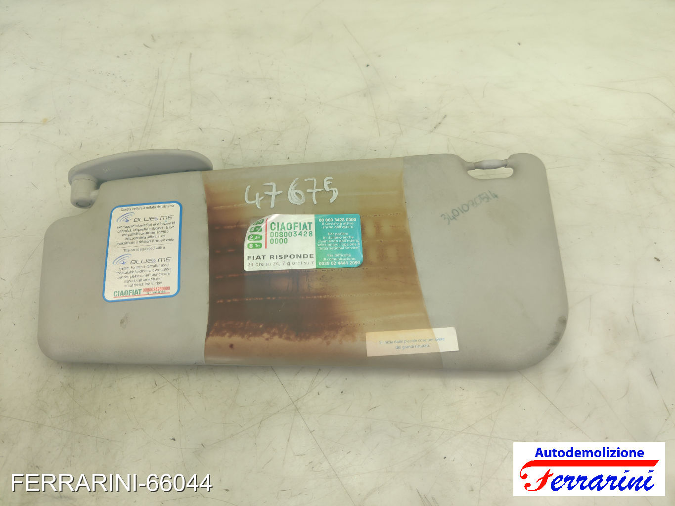 Aletta Parasole FIAT PUNTO EVO 199 2009-2012 sinistro, sx 735670085, 735557190