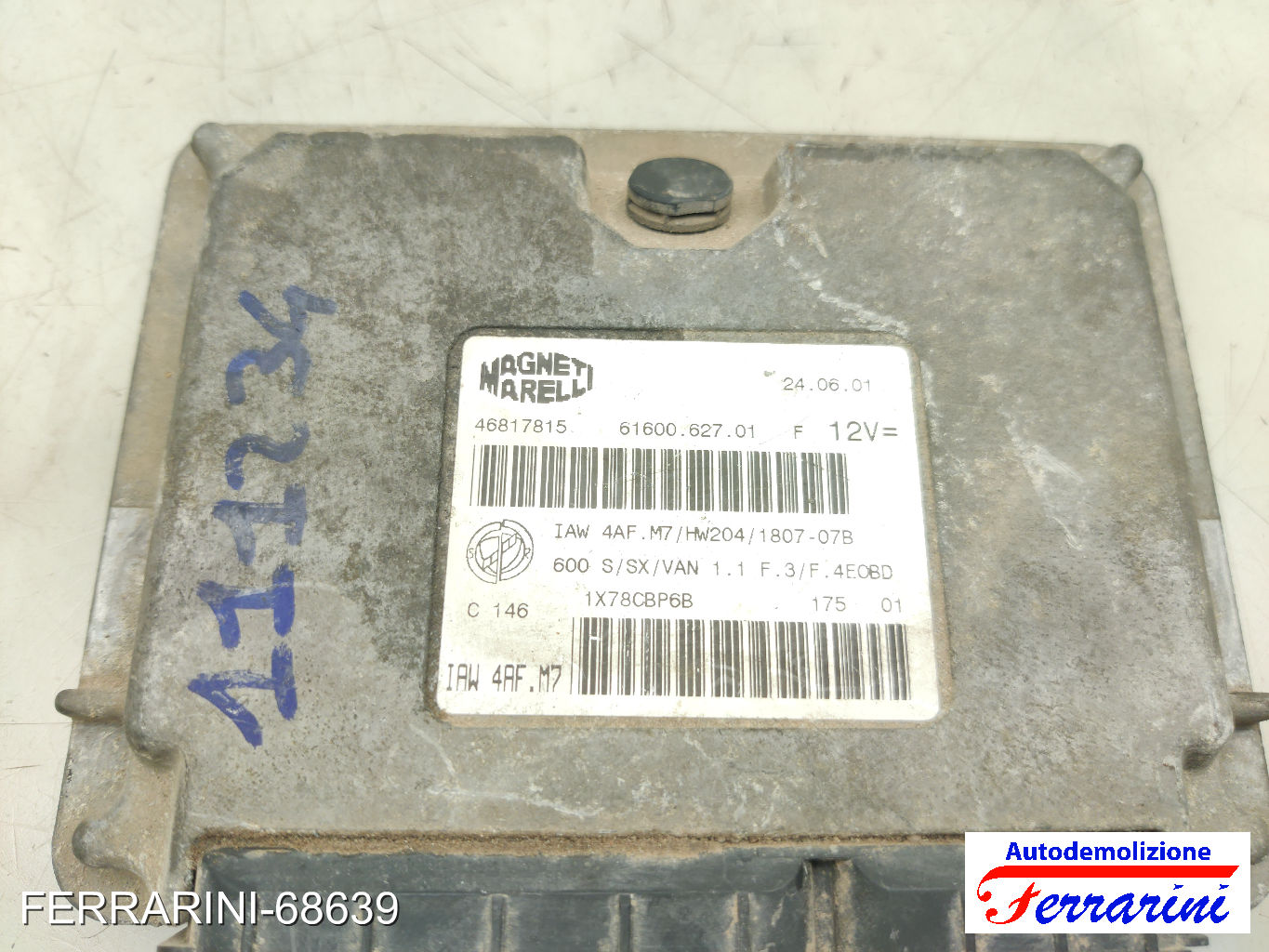 Kit Accensione FIAT SEICENTO 600 187 1.1 1998-2010 EB4AFM7R, 46817815, IAW4AFM7