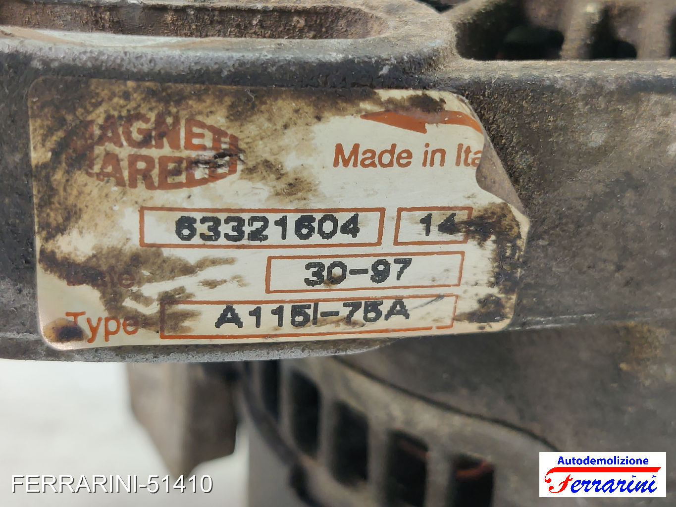 Alternatore FIAT PALIO WEEKEND 171, 173, 178, 373, 374 1.2 1996-2004 63321604