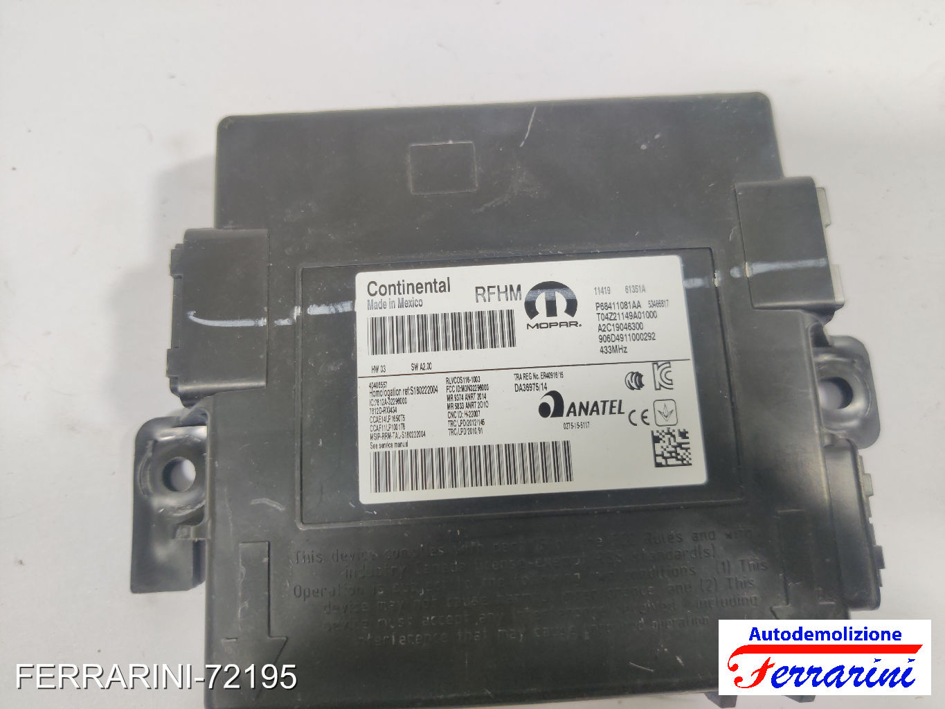 JEEP COMPASS M6, M7, MP, MV 1.6 CRD 2017-2023 68411081AA, AA53466817, 53466817