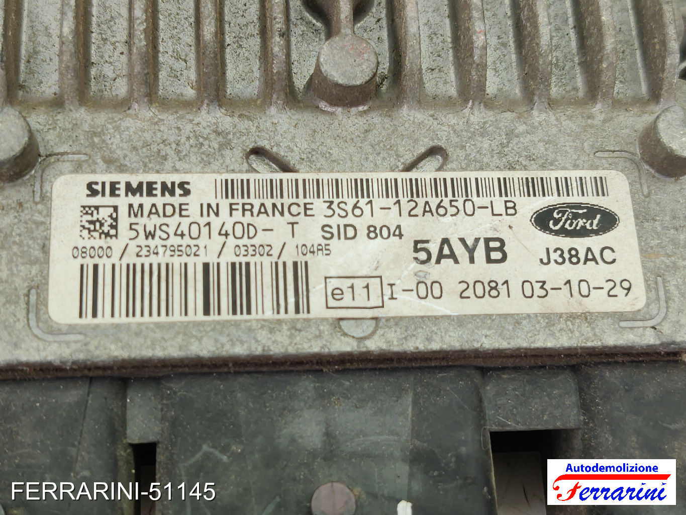 Kit Accensione CITROEN C3 1 FC, FN 1.4 HDI 2002-2009 3S6112A650LB, J38AC