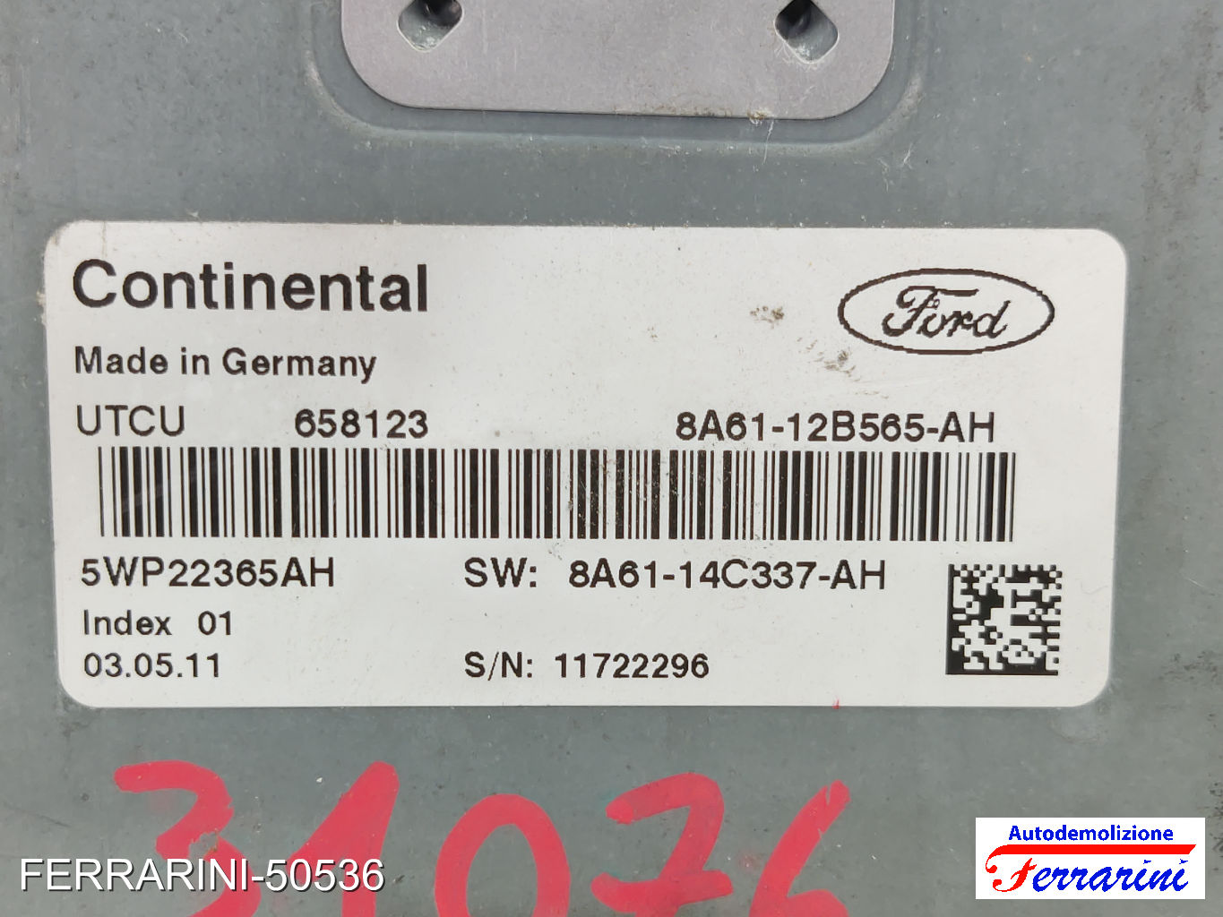 Centralina Motore FORD FIESTA 6 CB1, CCN 1.4 2008-2012 8A6114C337AH, 5WP22365AH 7