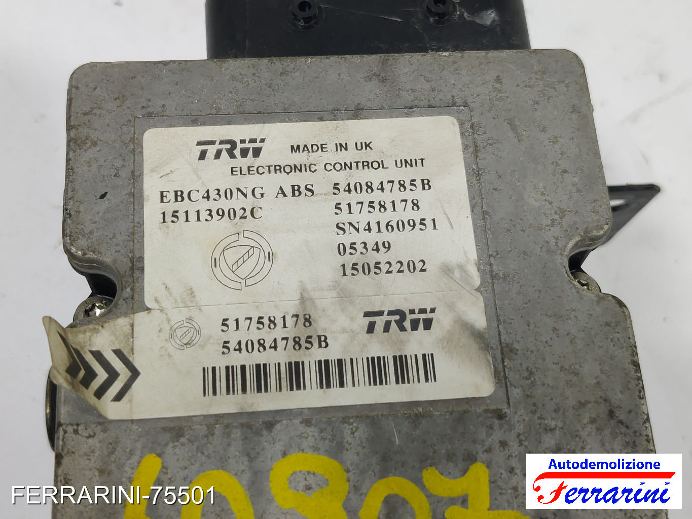 Centralina Pompa Abs LANCIA YPSILON 843 1.2 2003-2011 51758178, SN4160951