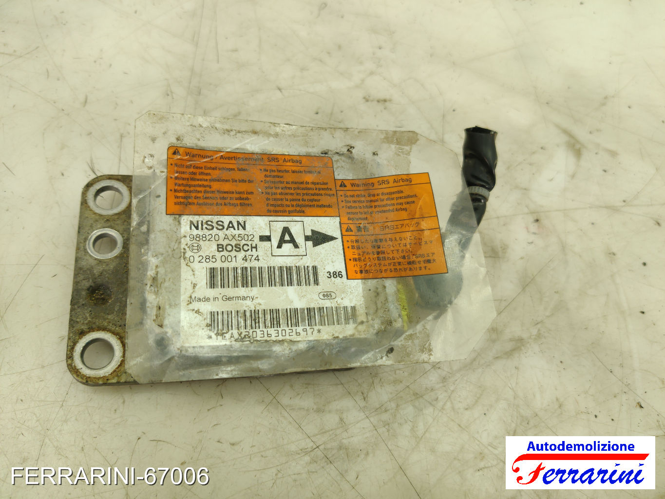 Centralina Airbag NISSAN MICRA 3 K12 2003-2010 98820AX502, 0285001474