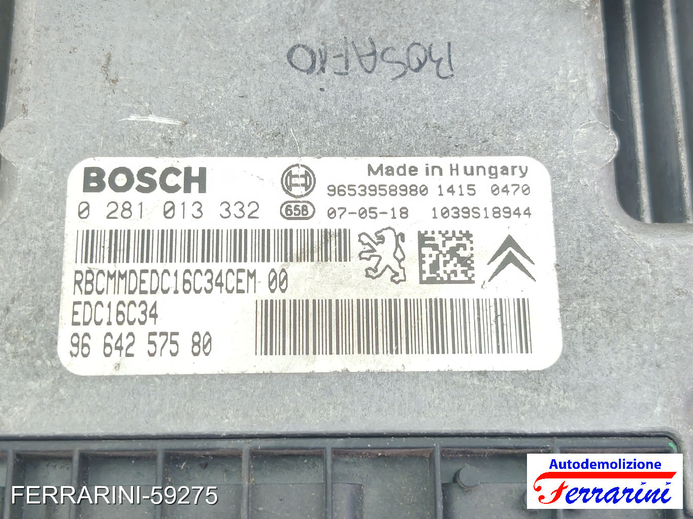 Centralina Motore PEUGEOT 307 BREAK 3E 1.6 HDI 2005-2008 9664257580, 9653958980
