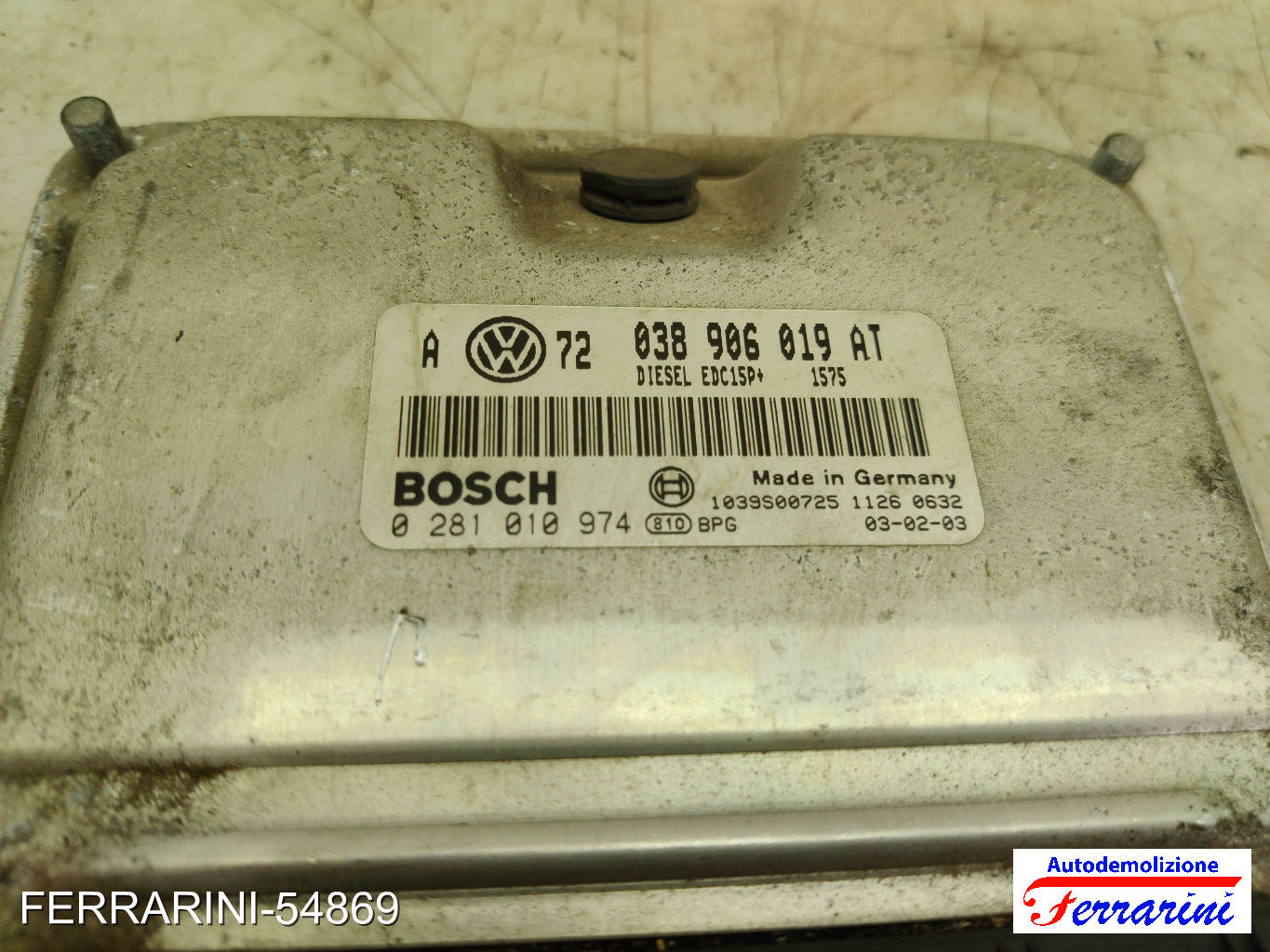 Centralina Motore VW GOLF 4 1J1 1.9 TDI 2000-2005 038906019AT, 0281010974 7