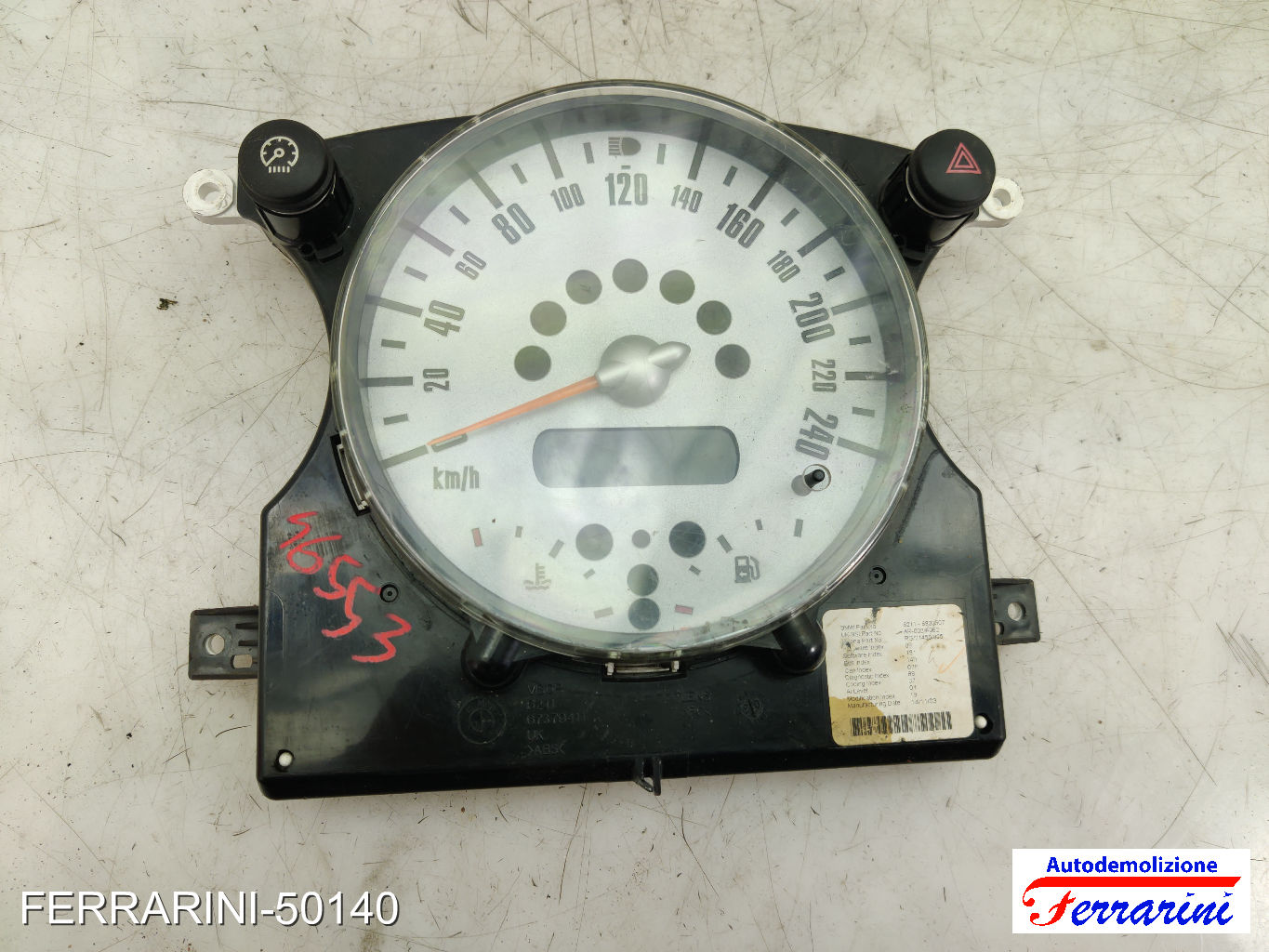 Quadro Contachilometri MINI - R50, R53 COOPER 2001-2006 62116932507, AR0039062