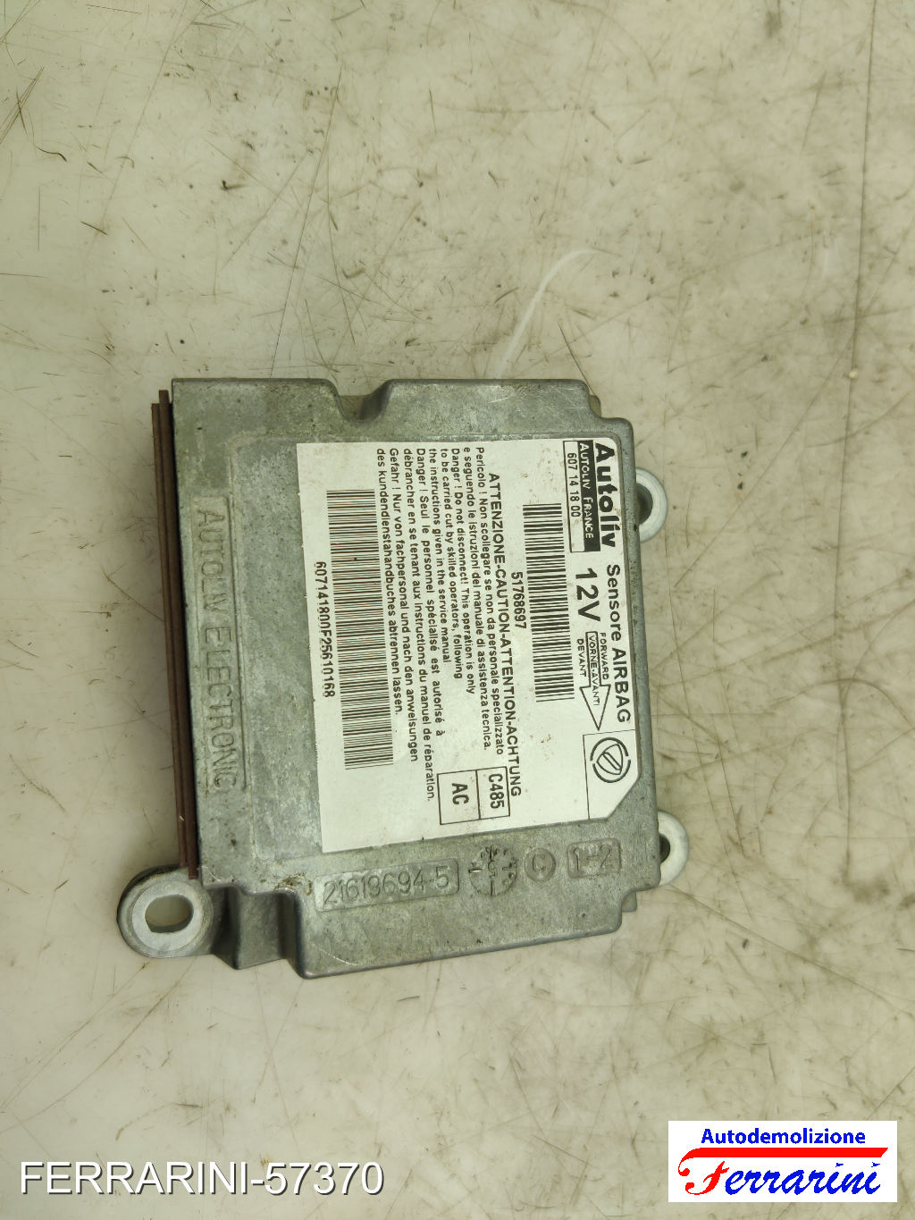 Centralina Airbag FIAT DOBLO 119, 223 2003-2010 51768697, 607141800, 216196945 6