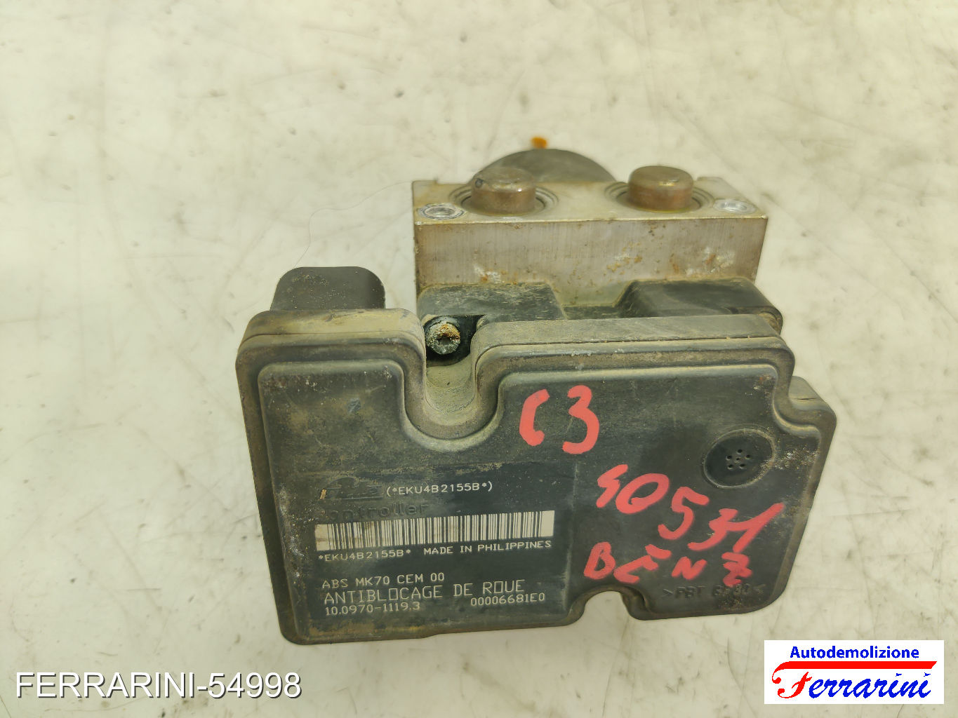 Centralina Pompa Abs CITROEN C3 1 FC, FN 1.1I 2002-2009 10097011193, 10020700374
