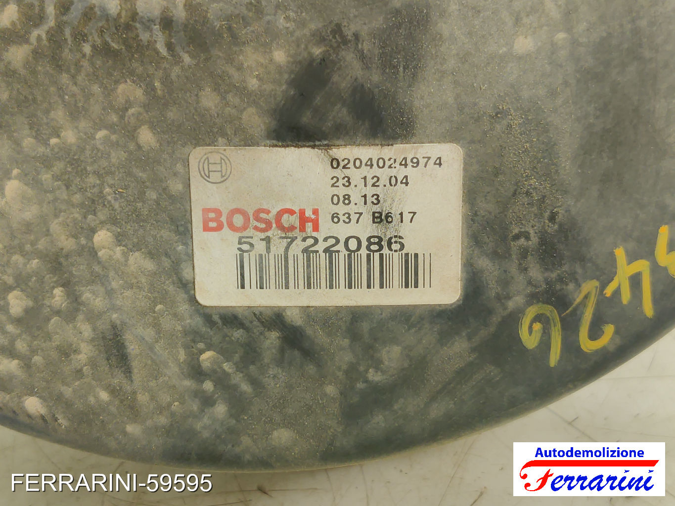 Servofreno FIAT PUNTO 188 1.3 JTD 16V 2003-2012 9948579, 51722086, 0204024974