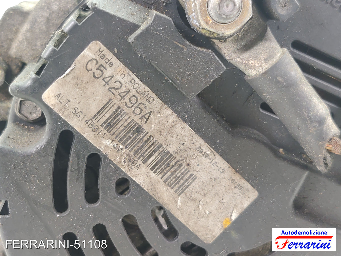 Alternatore AUDI A4 AT 8D5 1.9 TDI 1996-2001 SG14B011, C542496A, 028903029Q 6