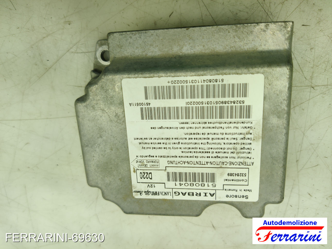 Centralina Airbag LANCIA DELTA 3 844 2008-2014 51808041, 45100511A