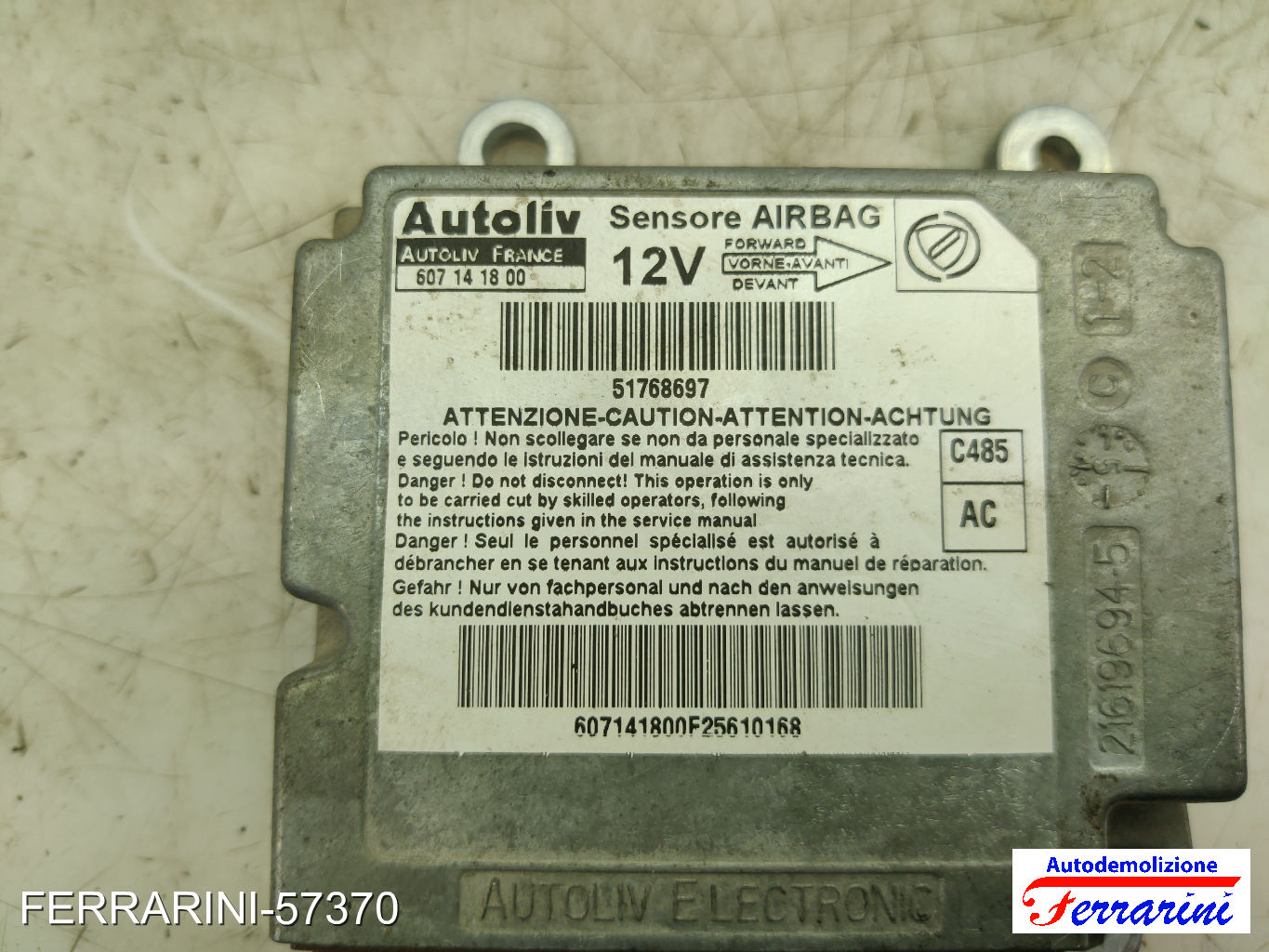 Centralina Airbag FIAT DOBLO 119, 223 2003-2010 51768697, 607141800, 216196945