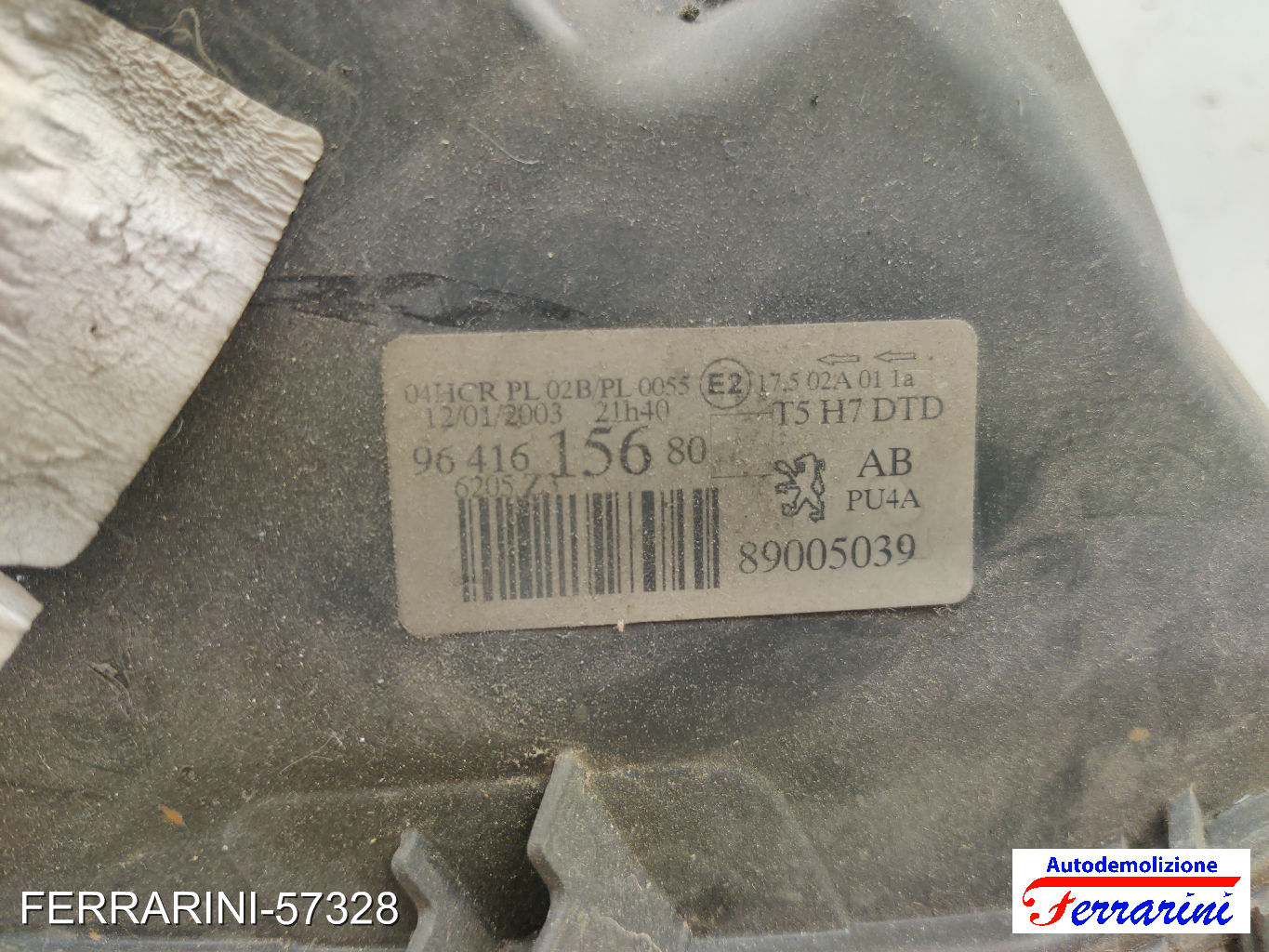 Faro Anteriore PEUGEOT 307 SW 3H 2002-2009 destro, dx 6205Z3, 6205ZR, 9641615680