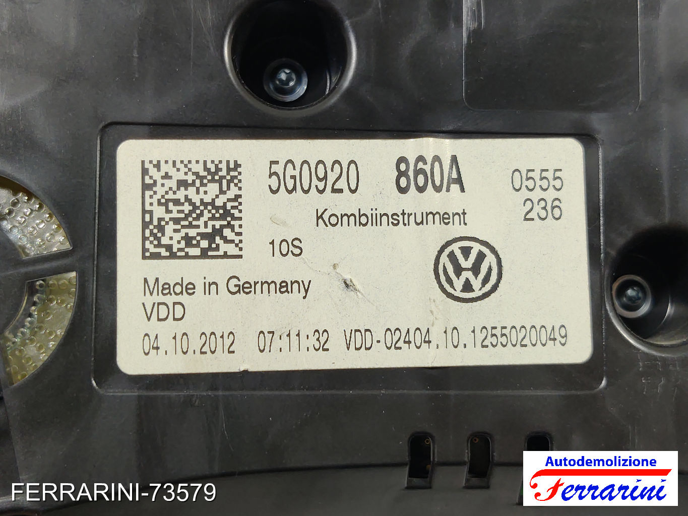 Quadro Contachilometri VW GOLF 7 5G1, BE1, BE2, BQ1 2.0 TDI 2012-2020 5G0920861A 6