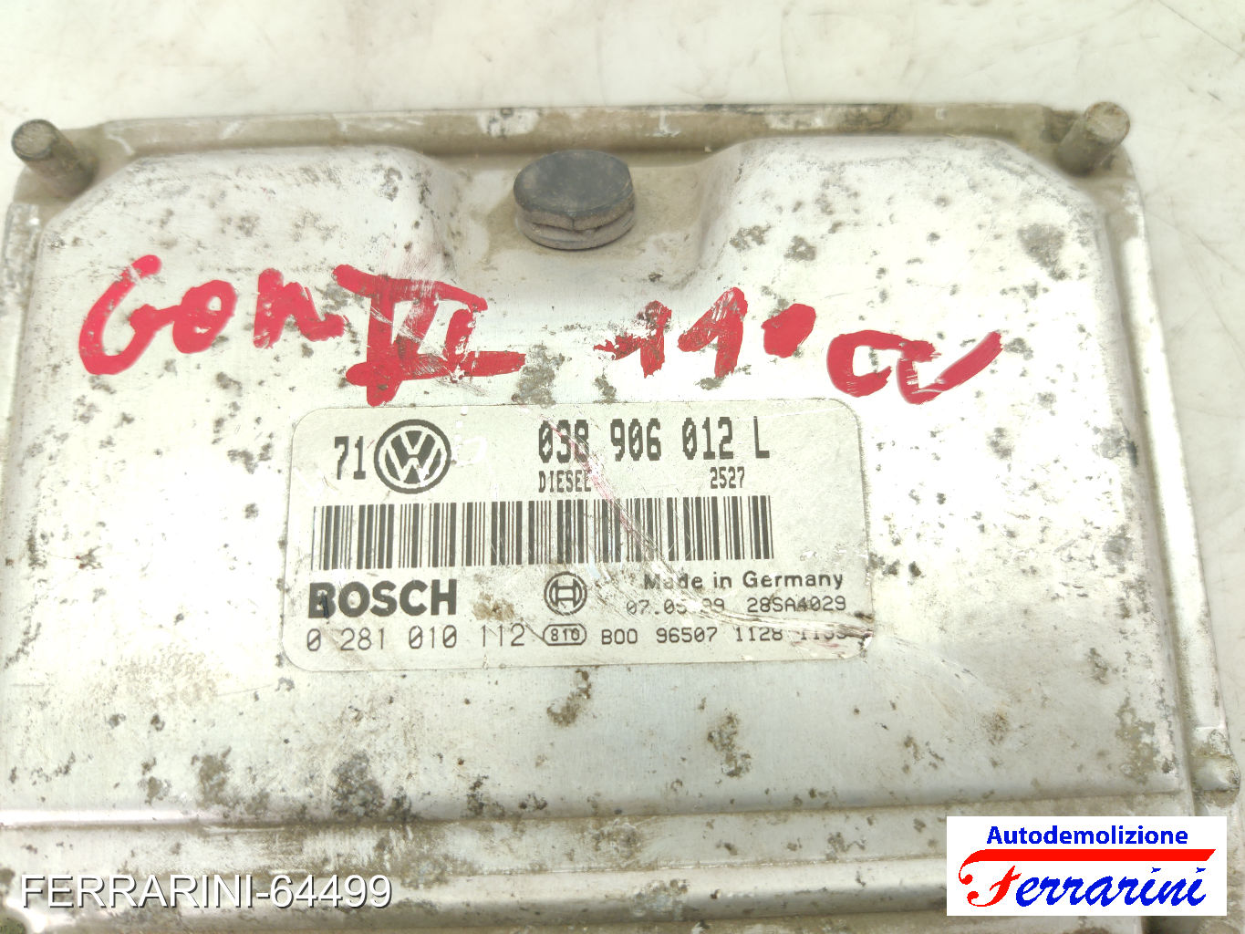 Centralina Motore VW GOLF 4 1J1 1.9 TDI 1997-2004 0389060012L, 0281010112C
