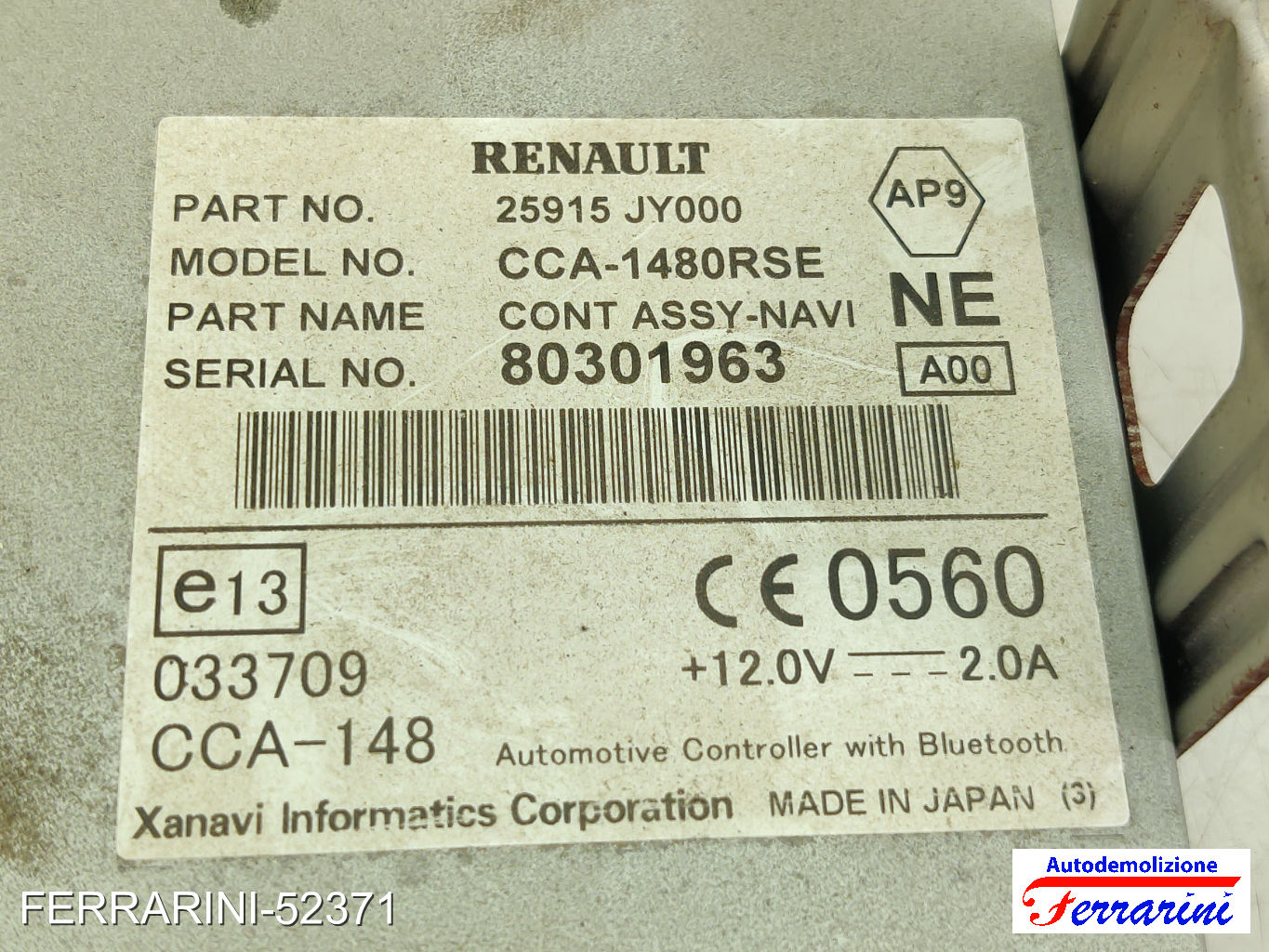 Stereo Radio RENAULT KOLEOS 1 HY 2008-2023 25915JY000, CCA1480RSE