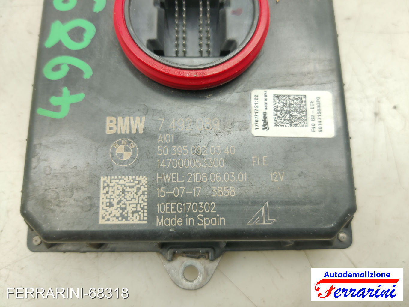 centralina ballast faro BMW X1 F48 SDRIVE 18D 2015-2023 63117492089, 63117381236 7