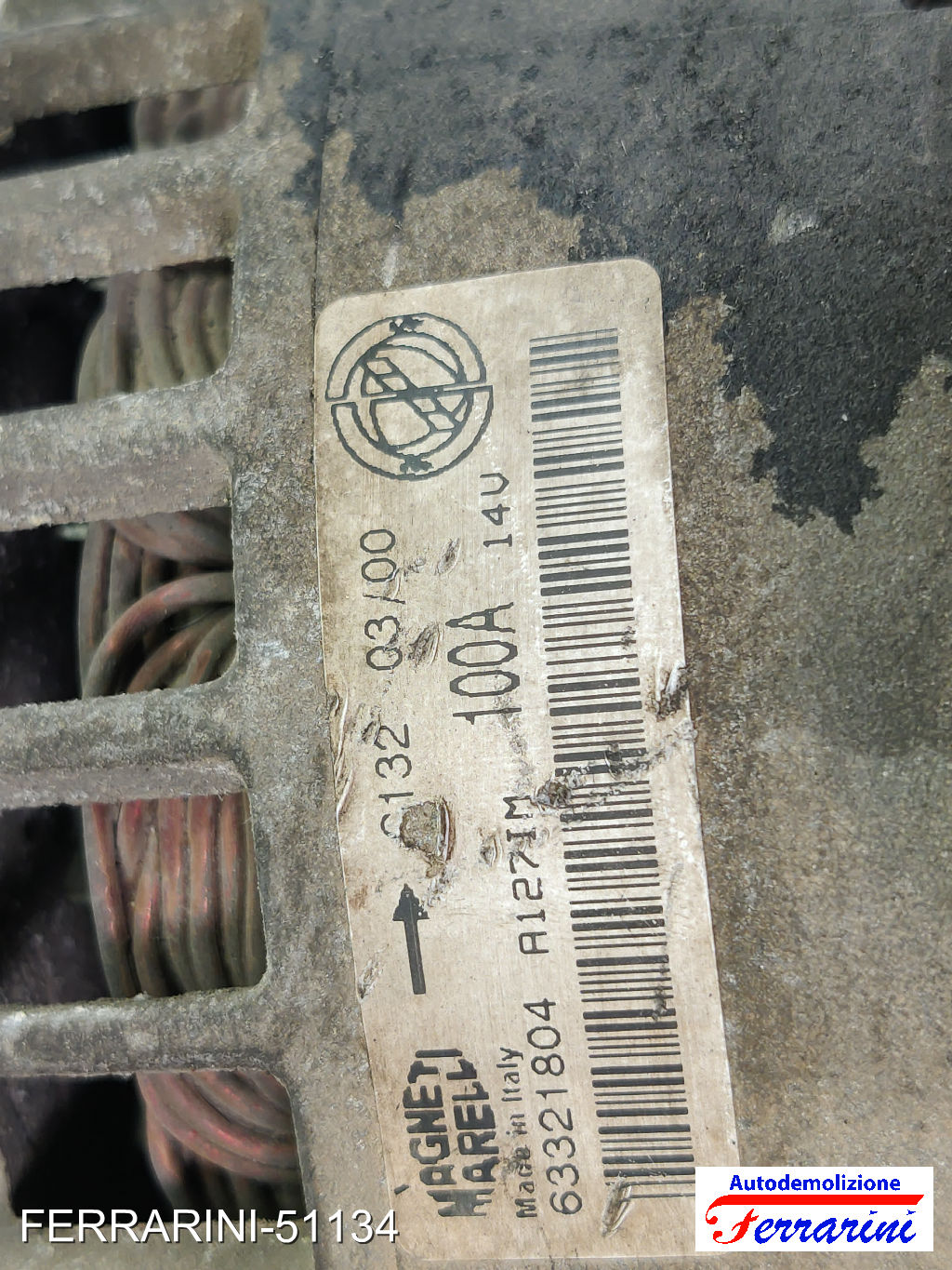 Alternatore FIAT PUNTO 188 1.9 JTD 80 1999-2012 63321804, 1320300, 063321819010