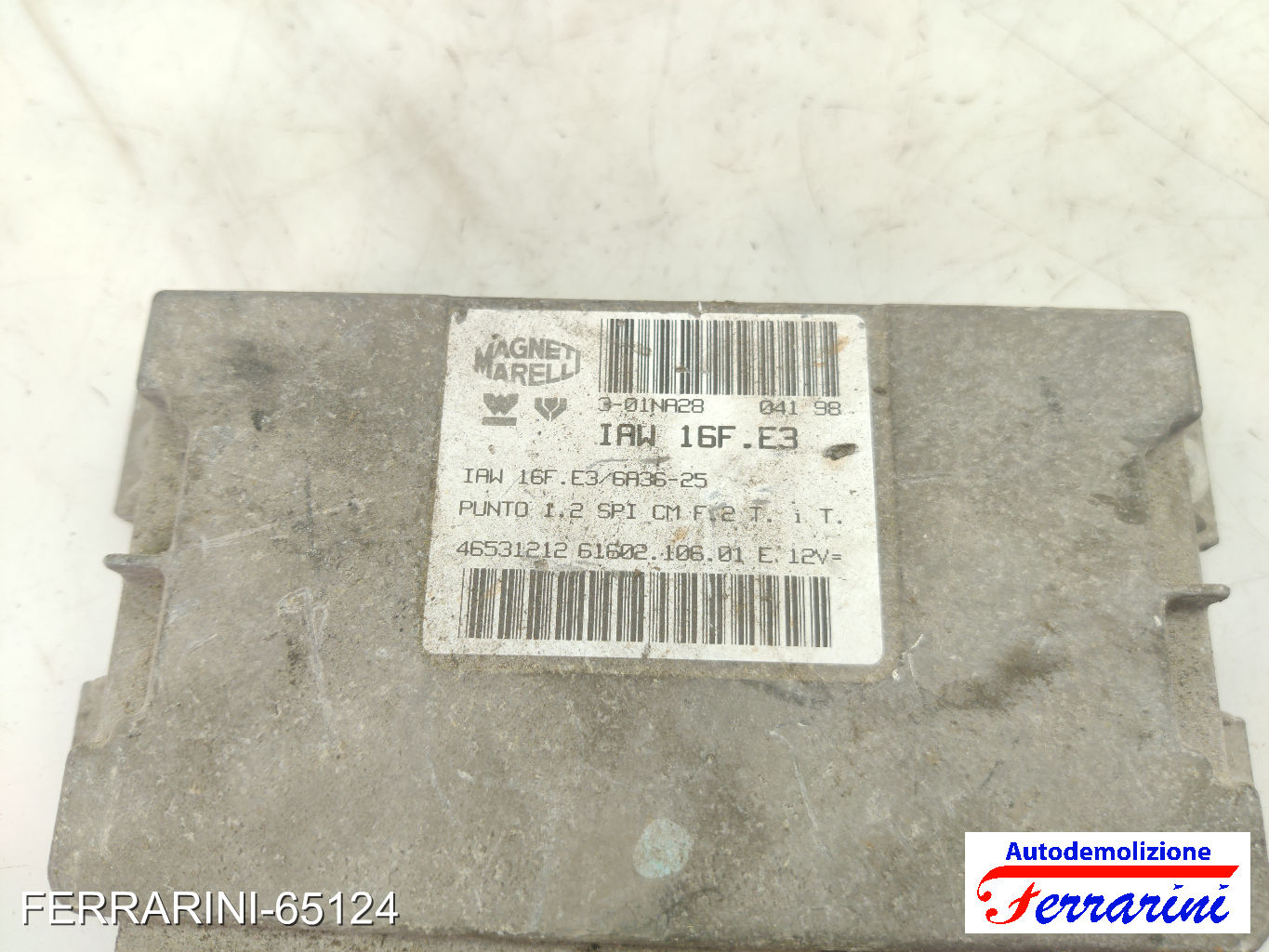 Centralina Motore FIAT PUNTO 176 60 1.2 1993-1999 46531212, 26160210601, 301NA28