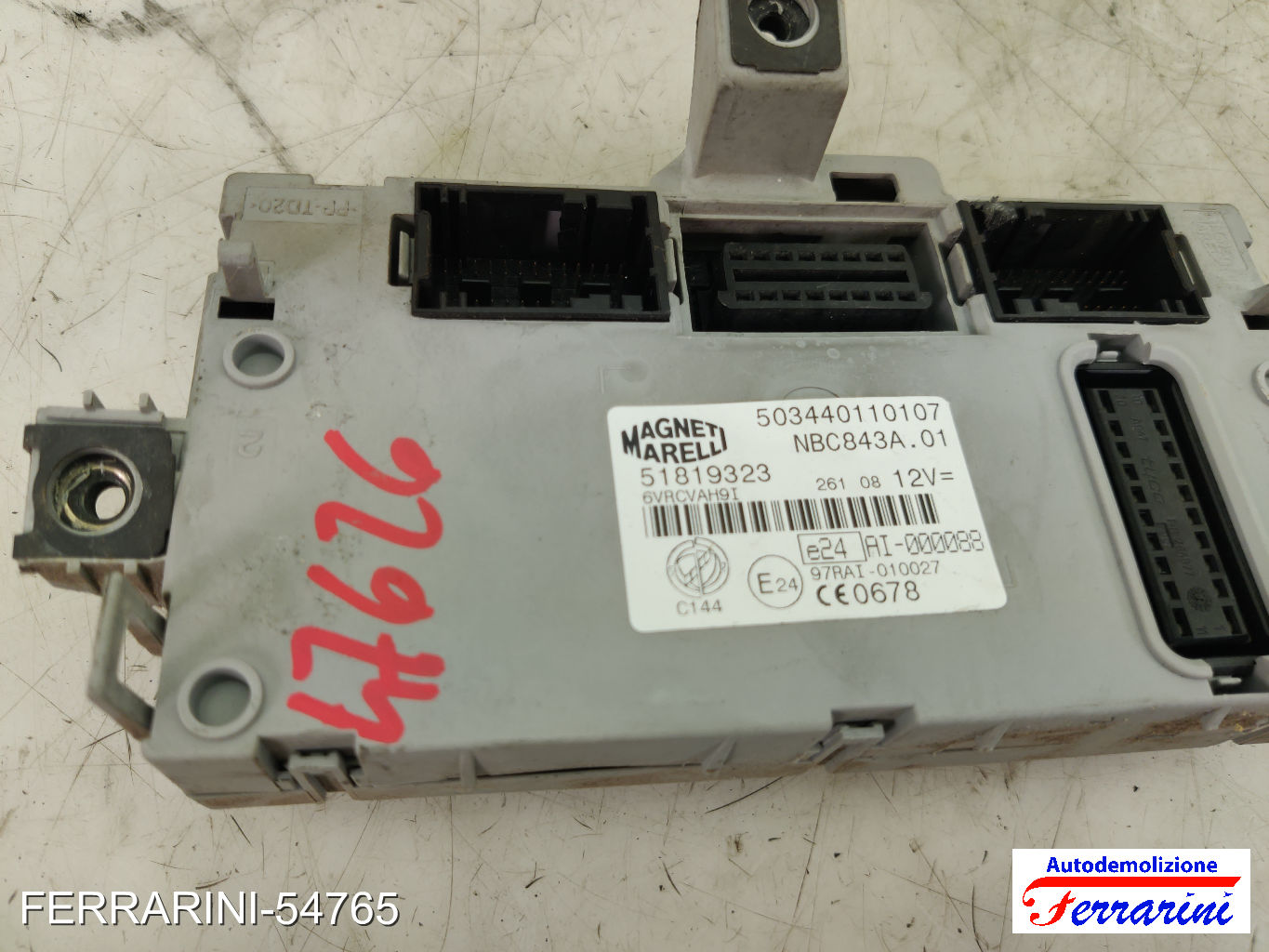 Body Computer LANCIA YPSILON 843 1.3 D MULTIJET 2006-2011 51819323, NBC843A01 9