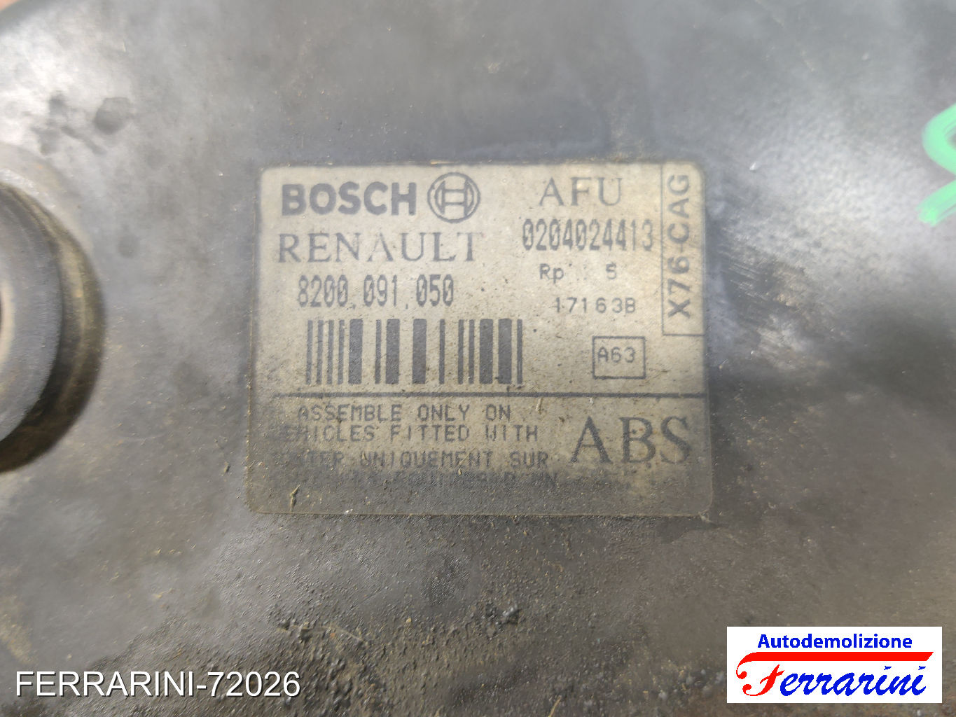 Servofreno RENAULT KANGOO KC0/1 1.2 16V 2001-2023 8200091050, 0204024413, X76CAG
