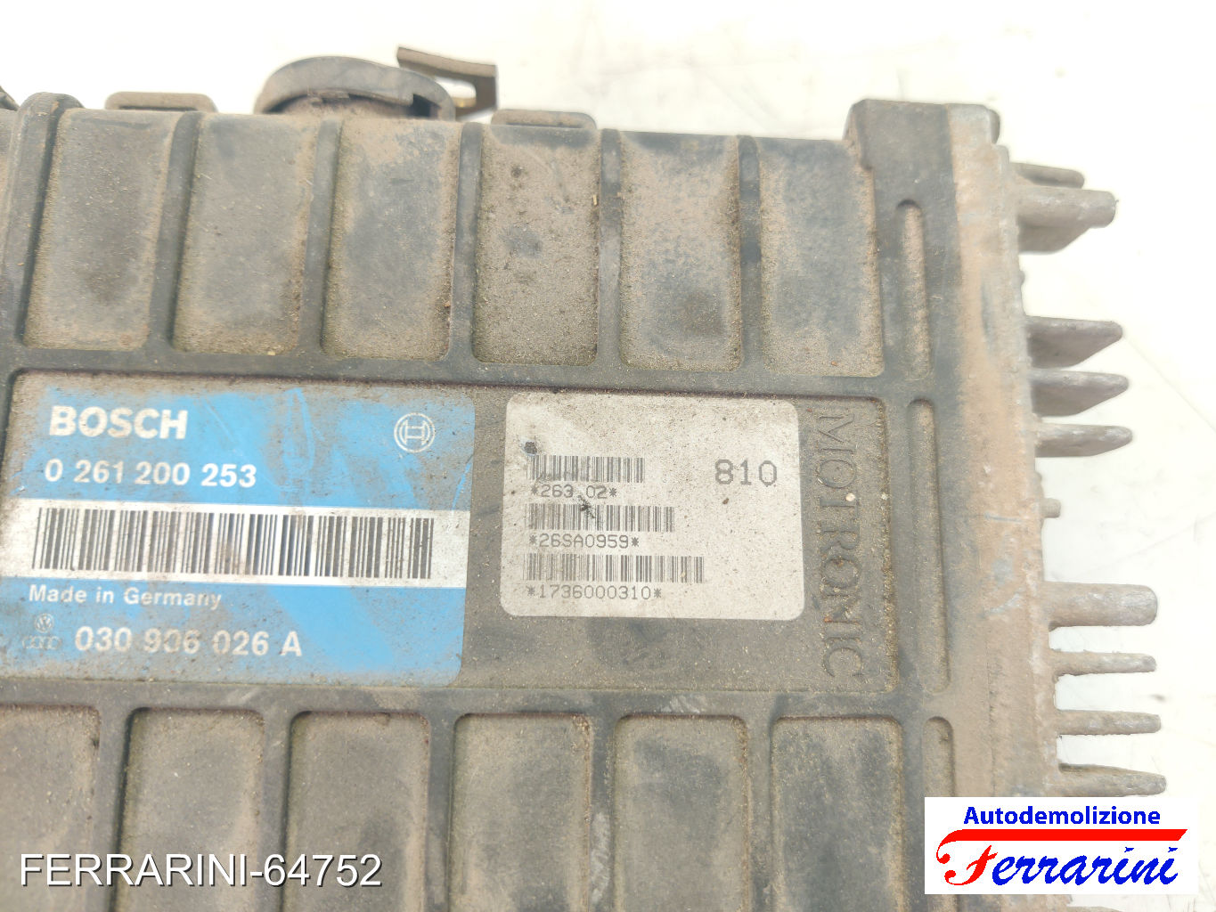 Centralina Motore VW POLO 80, 86C 1.3 G40 1990-1994 030906026A, 0261200253 7