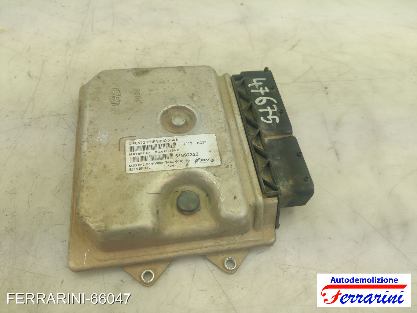Centralina Motore FIAT PUNTO EVO 199 1.3 D MULTIJET 2009-2012 51892322, 51904061